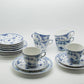 6 x Royal Copenhagen BLUE FLUTED HALF LACE Porcelain Coffee Sets (Cup+Saucer+Plate) Mollaris.com 