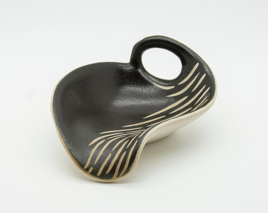 AKSEL SIGVALD NIELSEN White & Black Abstract Decorated Ceramic Tray Mollaris.com 