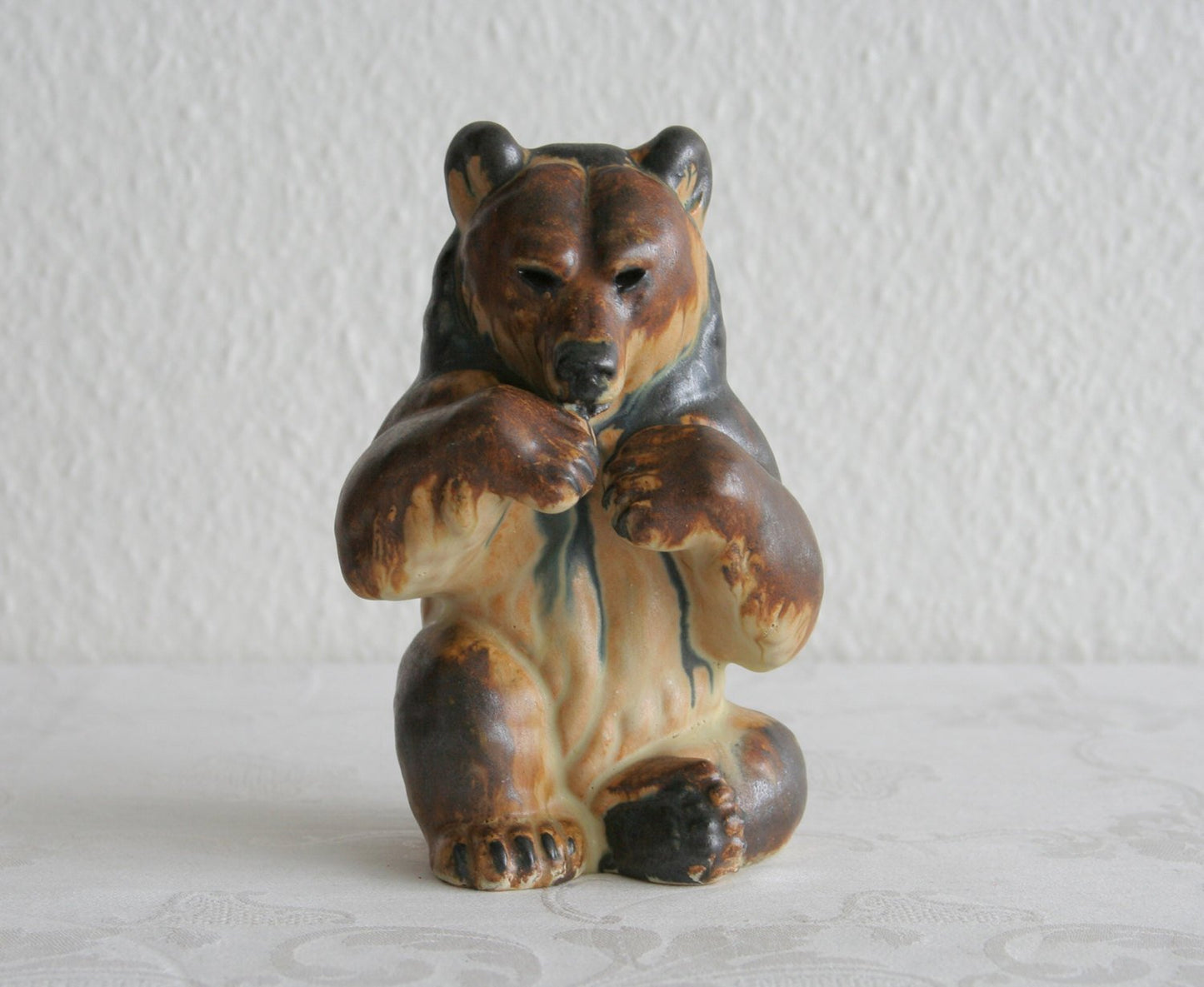 ARNE INGDAM Large Brown Glazed Stoneware Bear Sculpture Mollaris.com 