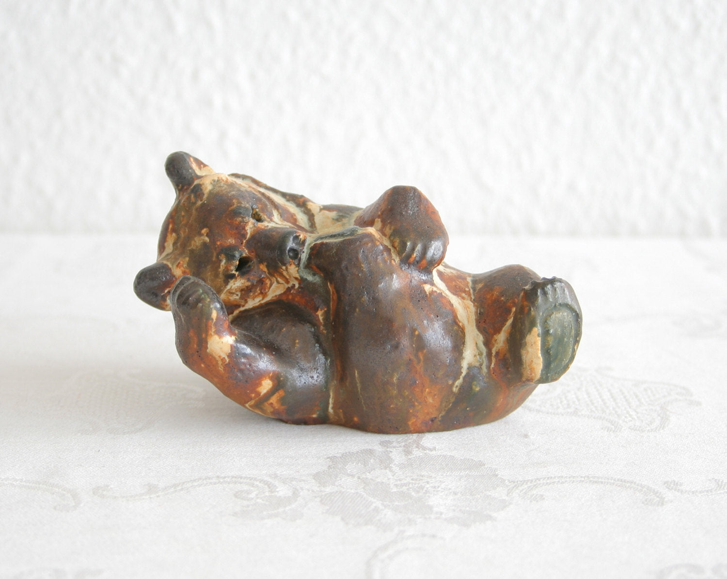 ARNE INGDAM Unique Brown Glazed Stoneware Bear Sculpture Mollaris.com 