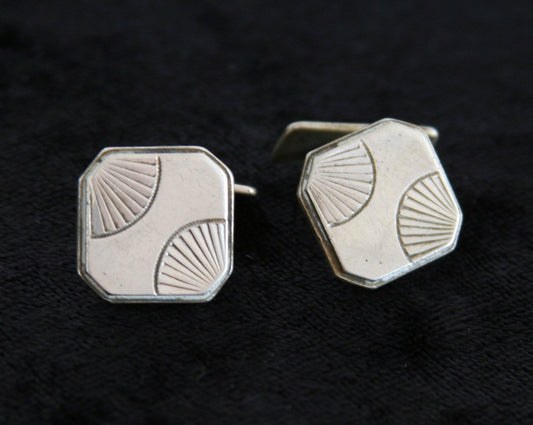 ART DECO Modernist Solid Silver (830S) Cufflinks Mollaris.com 