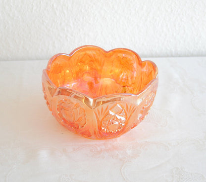 BROCKWITZ Carnival Glass Marigold ROSE GARDEN Bowl Rosebowl Mollaris.com 