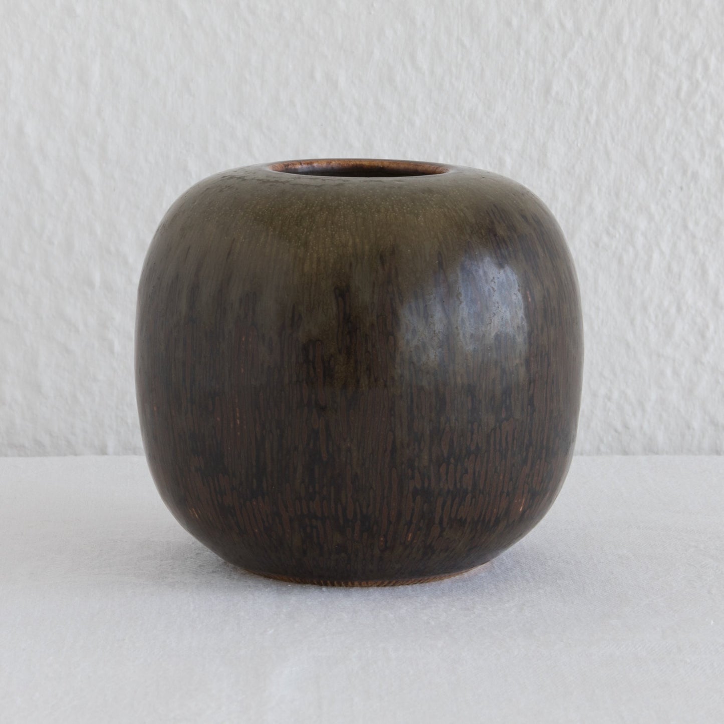 Bing & Grøndahl VALDEMAR PETERSEN Round Brown Harefur Stoneware Vase Mollaris.com 