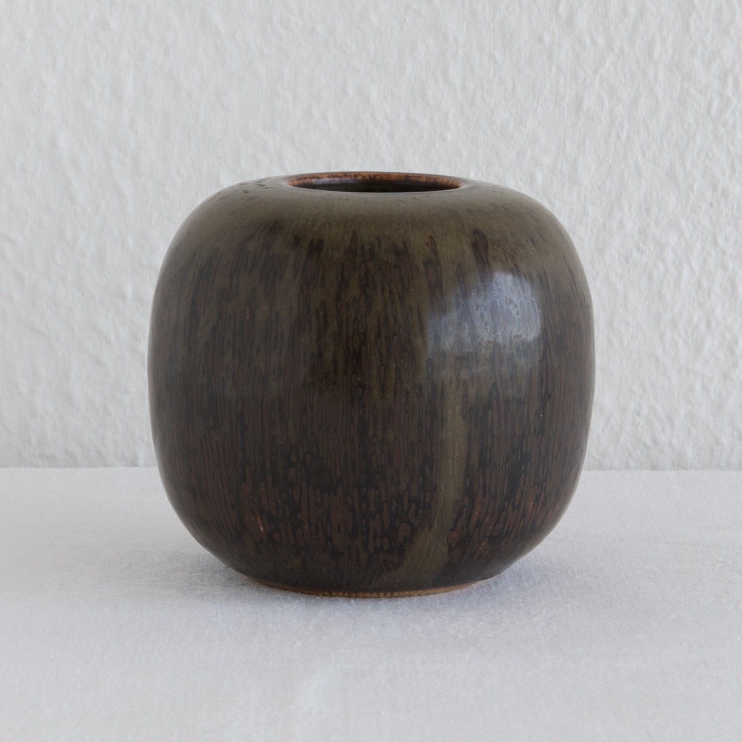 Bing & Grøndahl VALDEMAR PETERSEN Round Brown Harefur Stoneware Vase Mollaris.com 