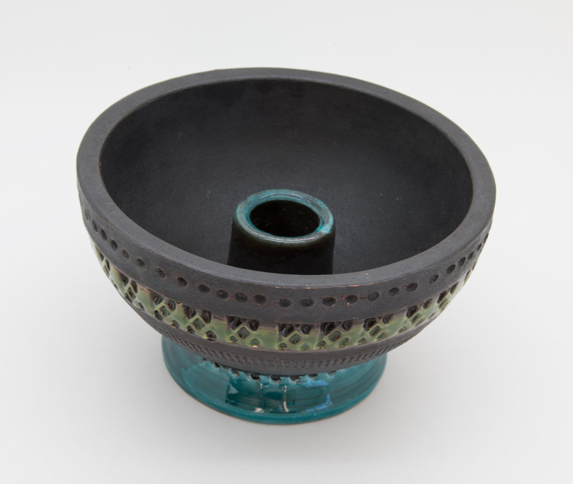 Bitossi ALDO LONDI Genovese Blue Green Ceramic Candlestick Mollaris.com 