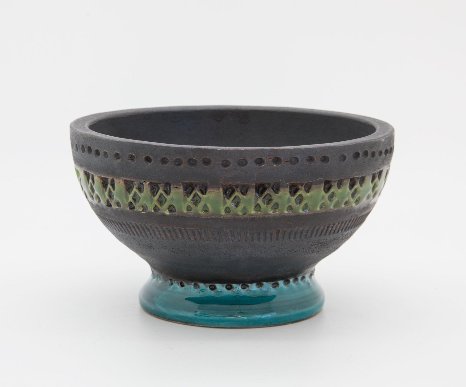 Bitossi ALDO LONDI Genovese Blue Green Ceramic Candlestick Mollaris.com 