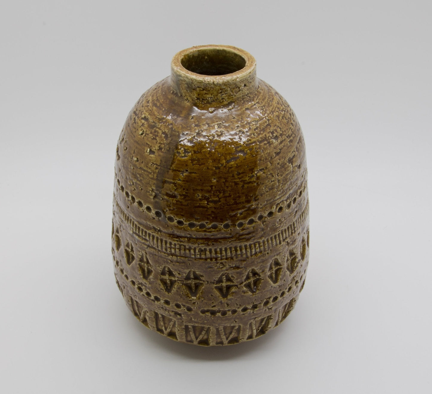 Bitossi ALDO LONDI Yellow Brown Ceramic Vase Mollaris.com 