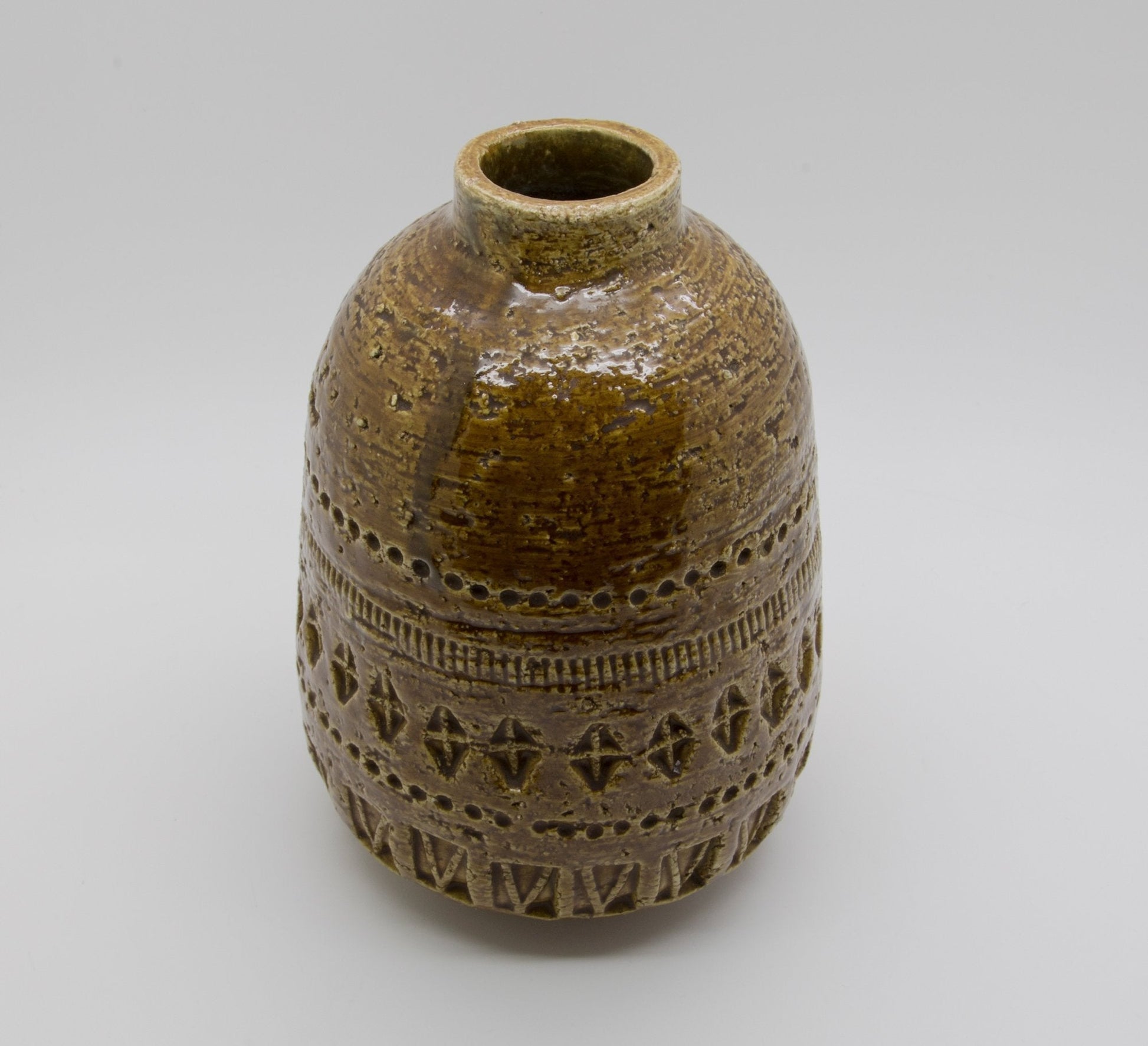 Bitossi ALDO LONDI Yellow Brown Ceramic Vase Mollaris.com 