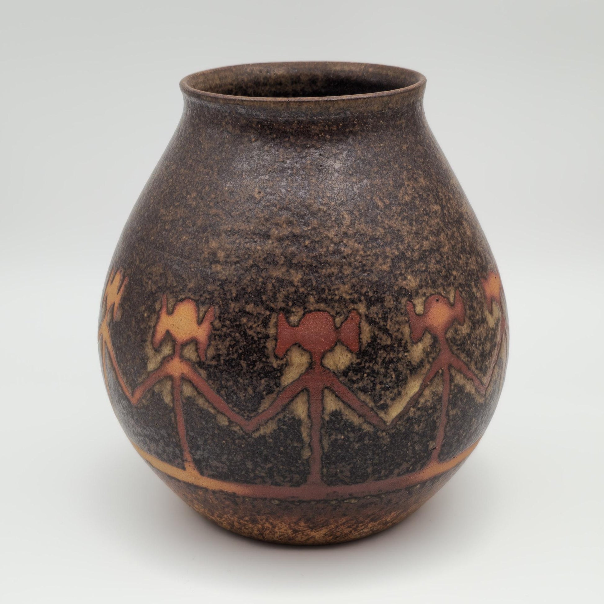 CILIA BORK LASSEN Orø Stentøj Humanoid Shape Decorated Brown Glazed Stoneware Vase Mollaris.com 