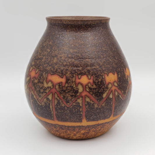 CILIA BORK LASSEN Orø Stentøj Humanoid Shape Decorated Brown Glazed Stoneware Vase Mollaris.com 