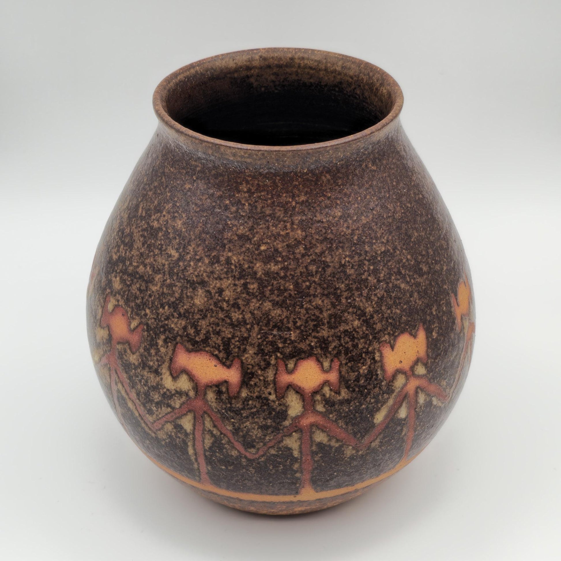 CILIA BORK LASSEN Orø Stentøj Humanoid Shape Decorated Brown Glazed Stoneware Vase Mollaris.com 