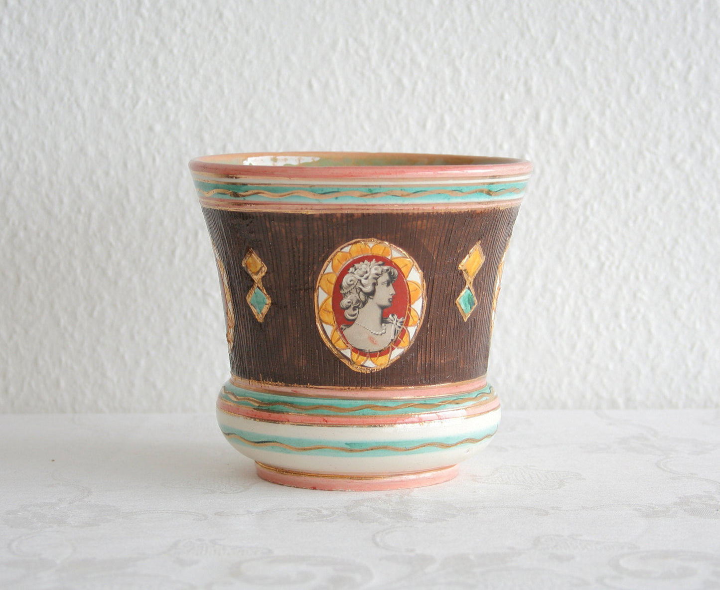 DERUTA Ars Artigiana Decorated Ceramics Flower Cache Pot Mollaris.com 