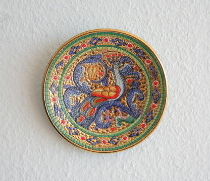 DERUTA Gialletti Small Byzantine Mosaic Peacock Ceramics Plate Mollaris.com 