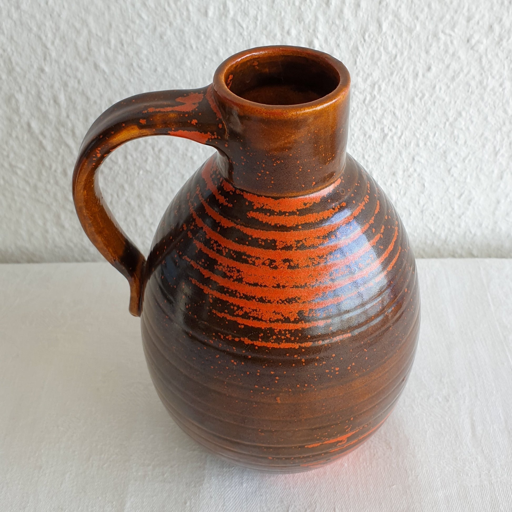 EJLER NIELSEN Lindelse Keramik Brown Orange Spotted Stoneware Jug Vase Mollaris.com 
