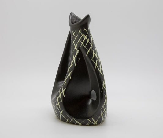 ELISABETH LOHOLT Black Glazed Asymmetrical Ceramic Vase Mollaris.com 