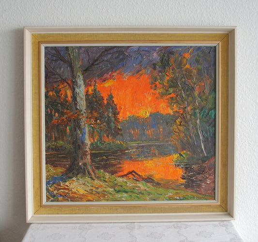 FINN WENNERWALD Forest Sunset Scenery Painting Mollaris.com 