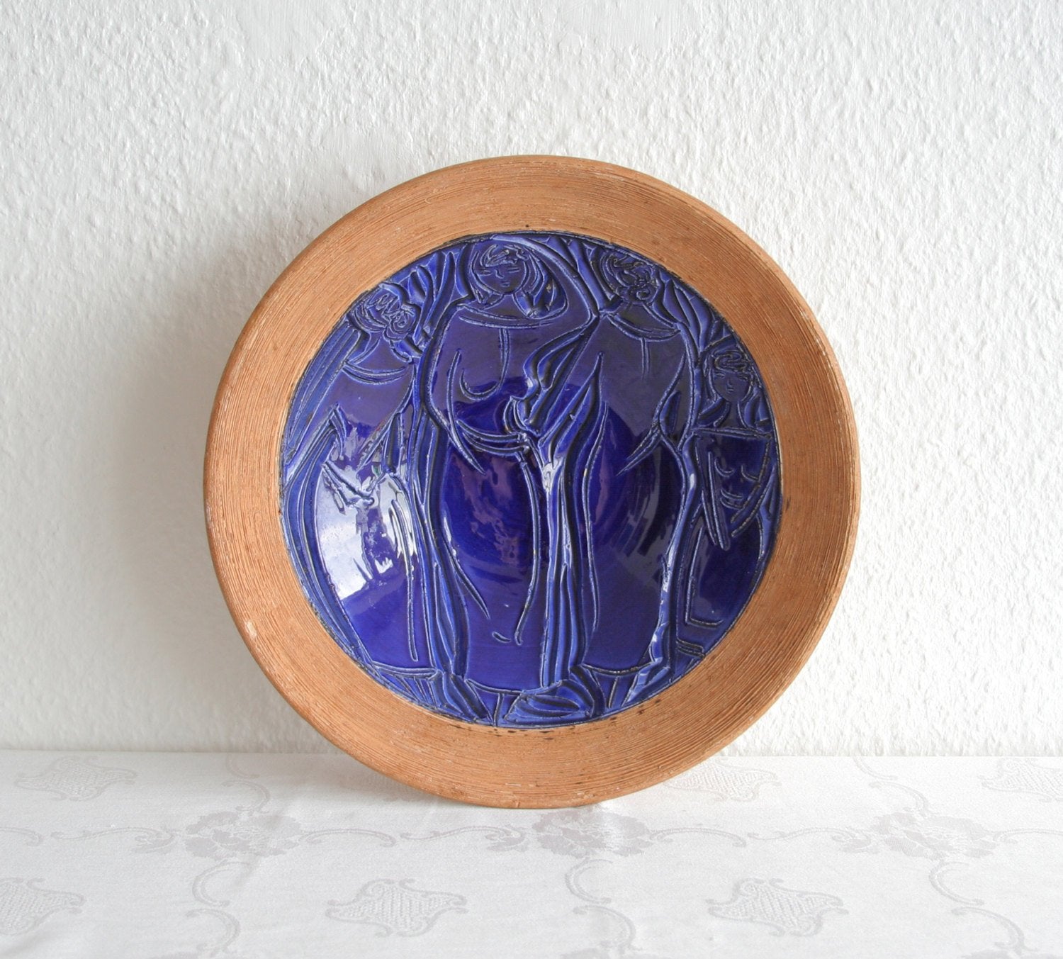 FRATELLI FANCIULLACCI Blue Sgrafitto Decorated Ceramic Bowl Mollaris.com 