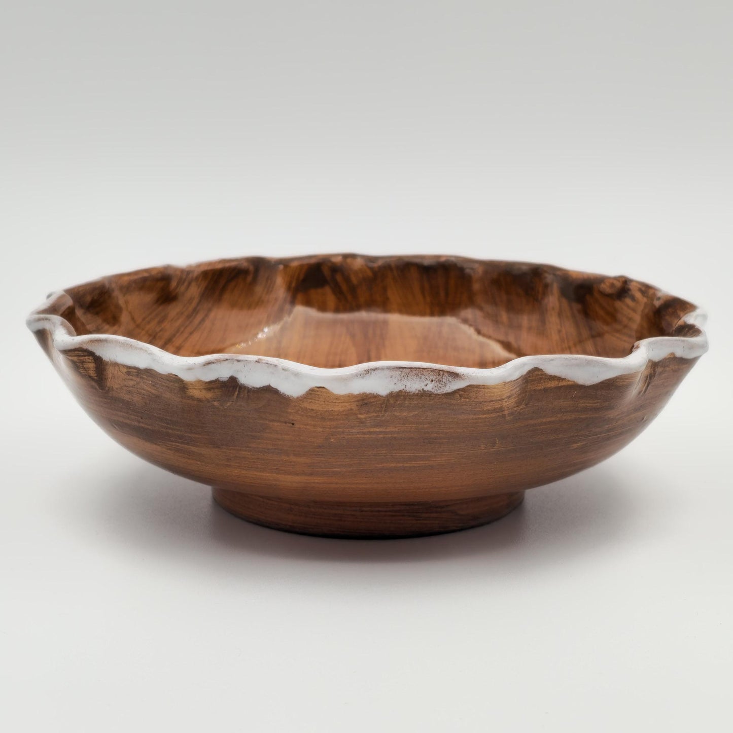 FRATELLI FANCIULLACCI Horse Sgrafitto Decorated Ruffled Rim Ceramic Bowl Mollaris.com 