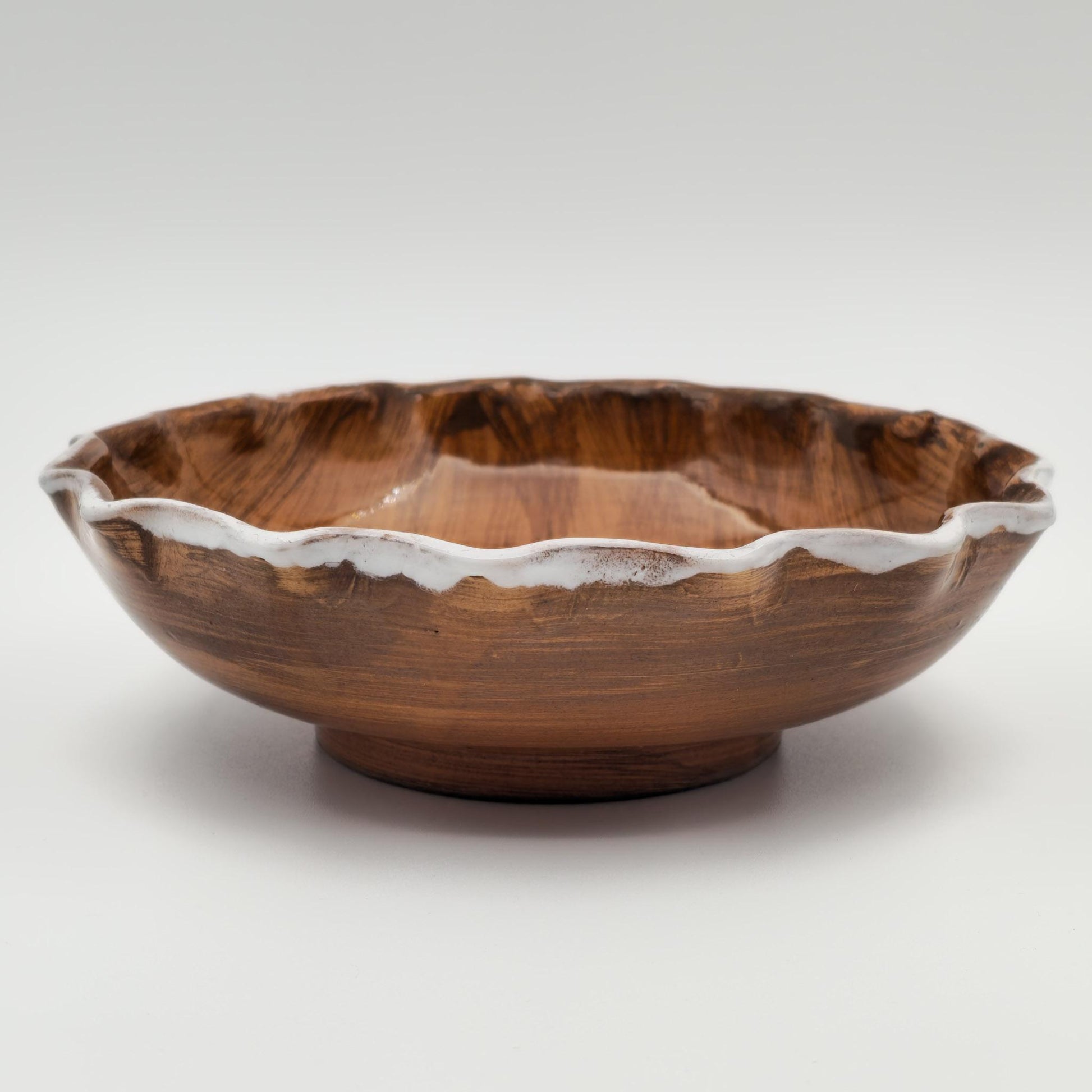 FRATELLI FANCIULLACCI Horse Sgrafitto Decorated Ruffled Rim Ceramic Bowl Mollaris.com 