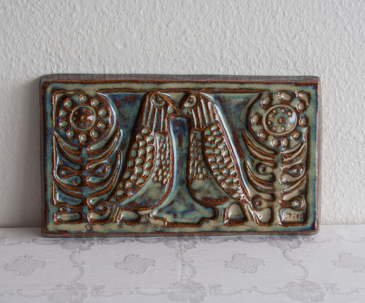 GERD HIORT PETERSEN Søholm Birds & Flowers Stoneware Wall Plaque Mollaris.com 