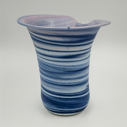 GERDA ØSTERGAARD Blue White Pink Ring-Glazed Stoneware Vase Mollaris.com 