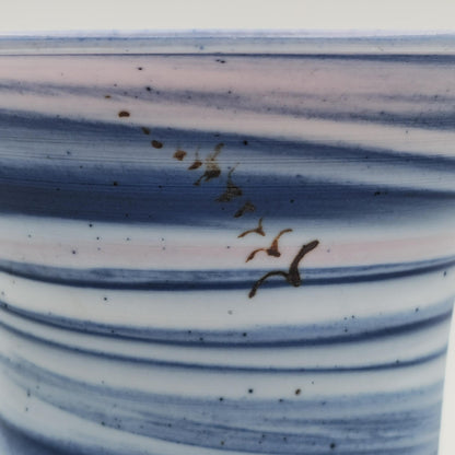 GERDA ØSTERGAARD Blue White Pink Ring-Glazed Stoneware Vase Mollaris.com 