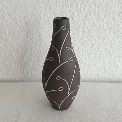 HELGE ØSTERBERG Small Sgrafitto Wines and Flowers White Glazed Stoneware Vase Mollaris.com 