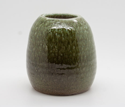 HELGE ØSTERBERG Green Harefur Glazed Stoneware Vase Mollaris.com 