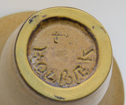 HOLBÆK LERVAREFABRIK Mustard Yellow Stoneware Vase Mollaris.com 