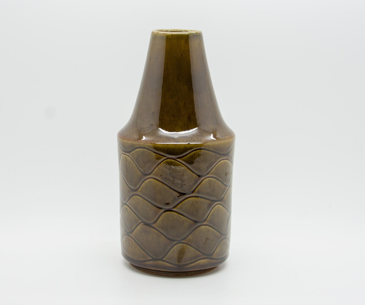 JACOB BANG Hegnetslund Green Brown Glazed Ceramic Vase Mollaris.com 