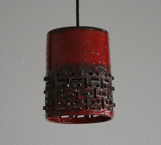 JETTE HELLERØE Axella Red & Black Glazed Ceramic Pendant Light Mollaris.com 