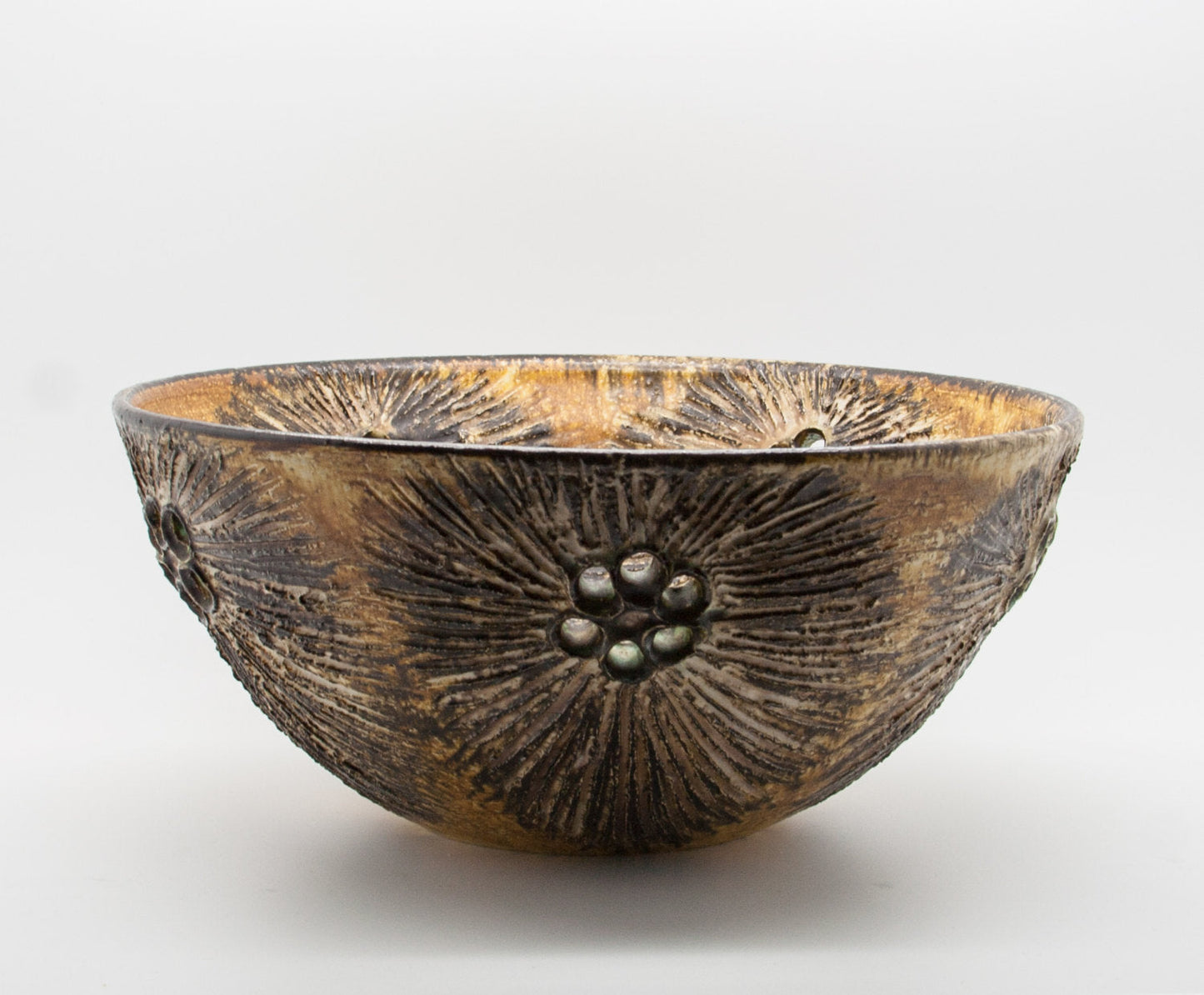 JETTE HELLERØE Large Abstract Sunflower Decorated Ceramic Bowl Mollaris.com 