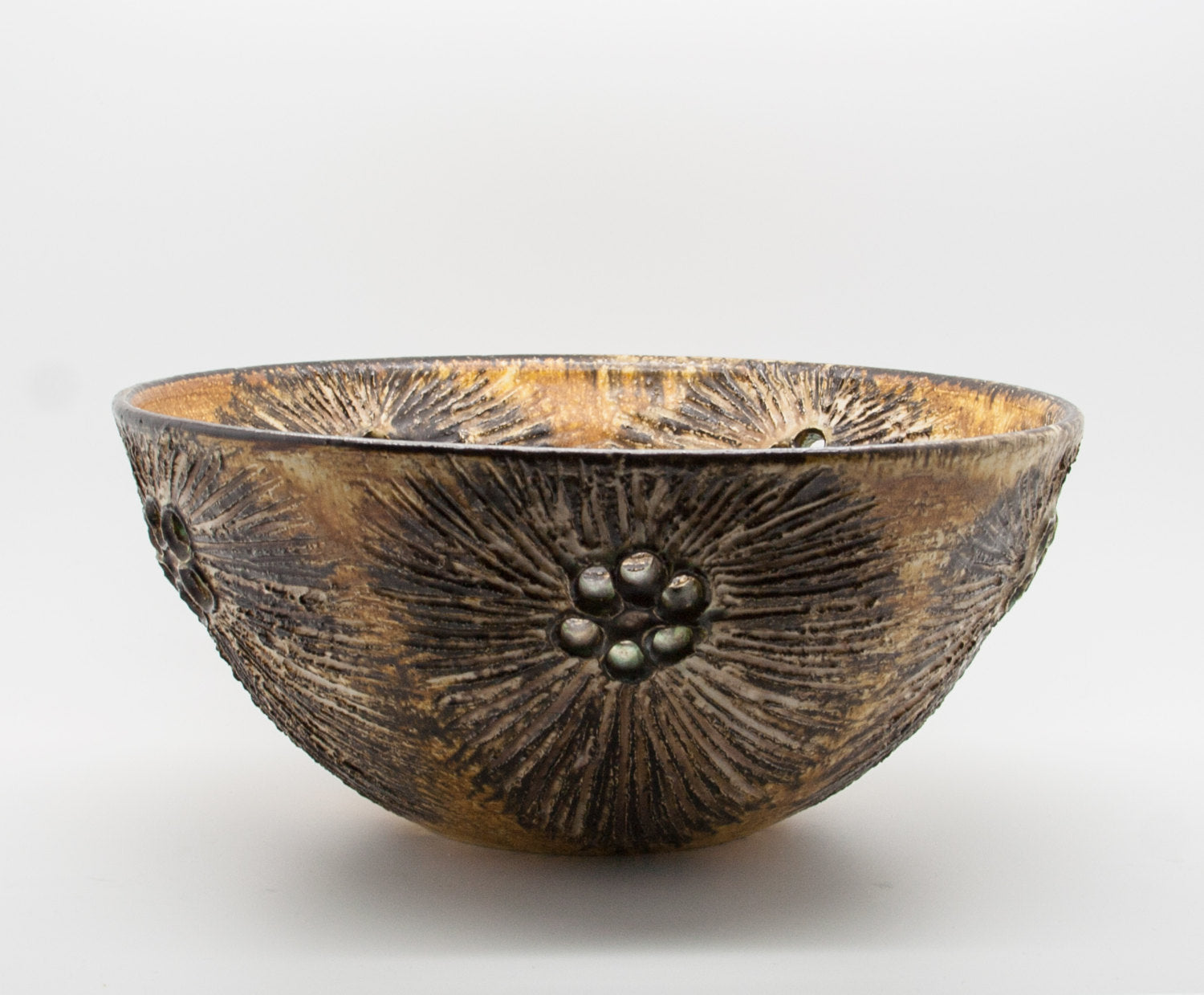 JETTE HELLERØE Large Abstract Sunflower Decorated Ceramic Bowl Mollaris.com 