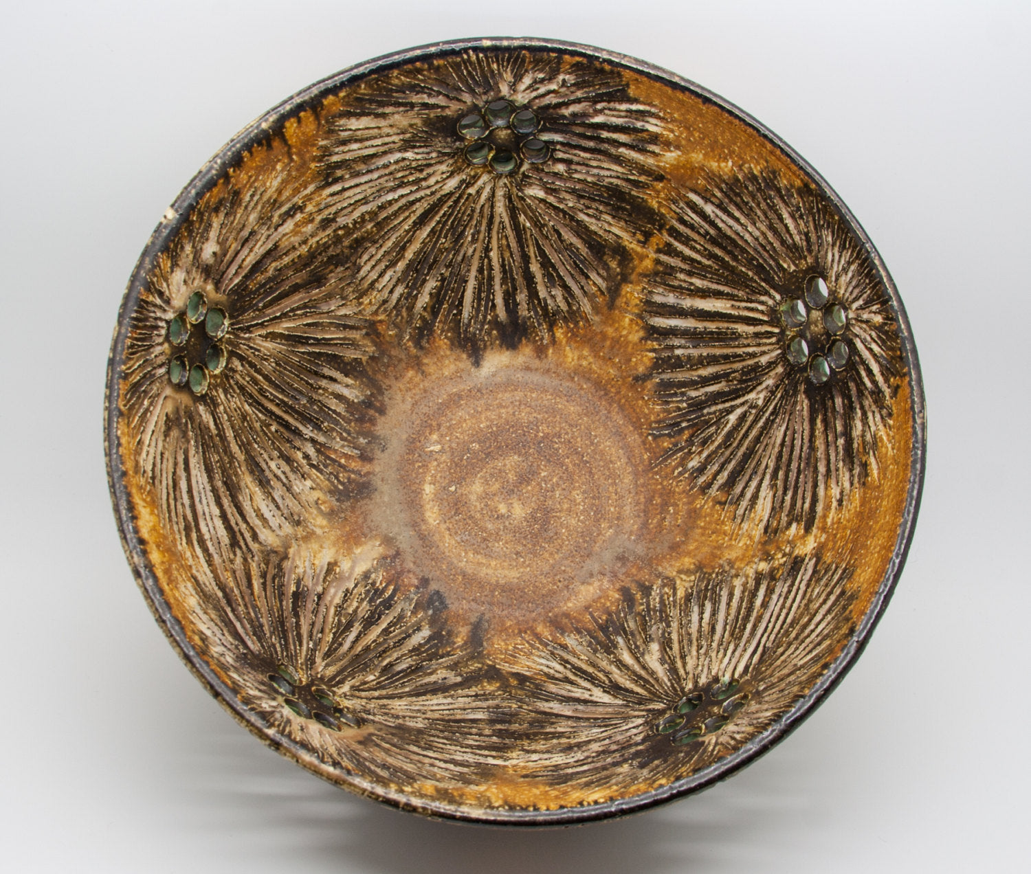 JETTE HELLERØE Large Abstract Sunflower Decorated Ceramic Bowl Mollaris.com 