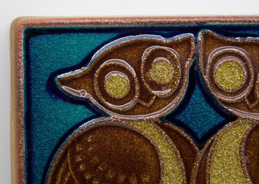 JOSEPH SIMON Søholm Two Owls Stoneware Wall Plaque Mollaris.com 