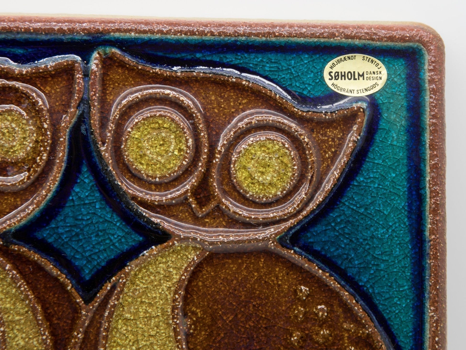 JOSEPH SIMON Søholm Two Owls Stoneware Wall Plaque Mollaris.com 