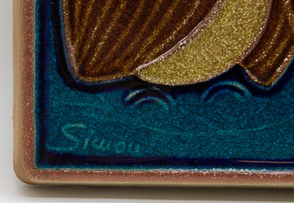 JOSEPH SIMON Søholm Two Owls Stoneware Wall Plaque Mollaris.com 