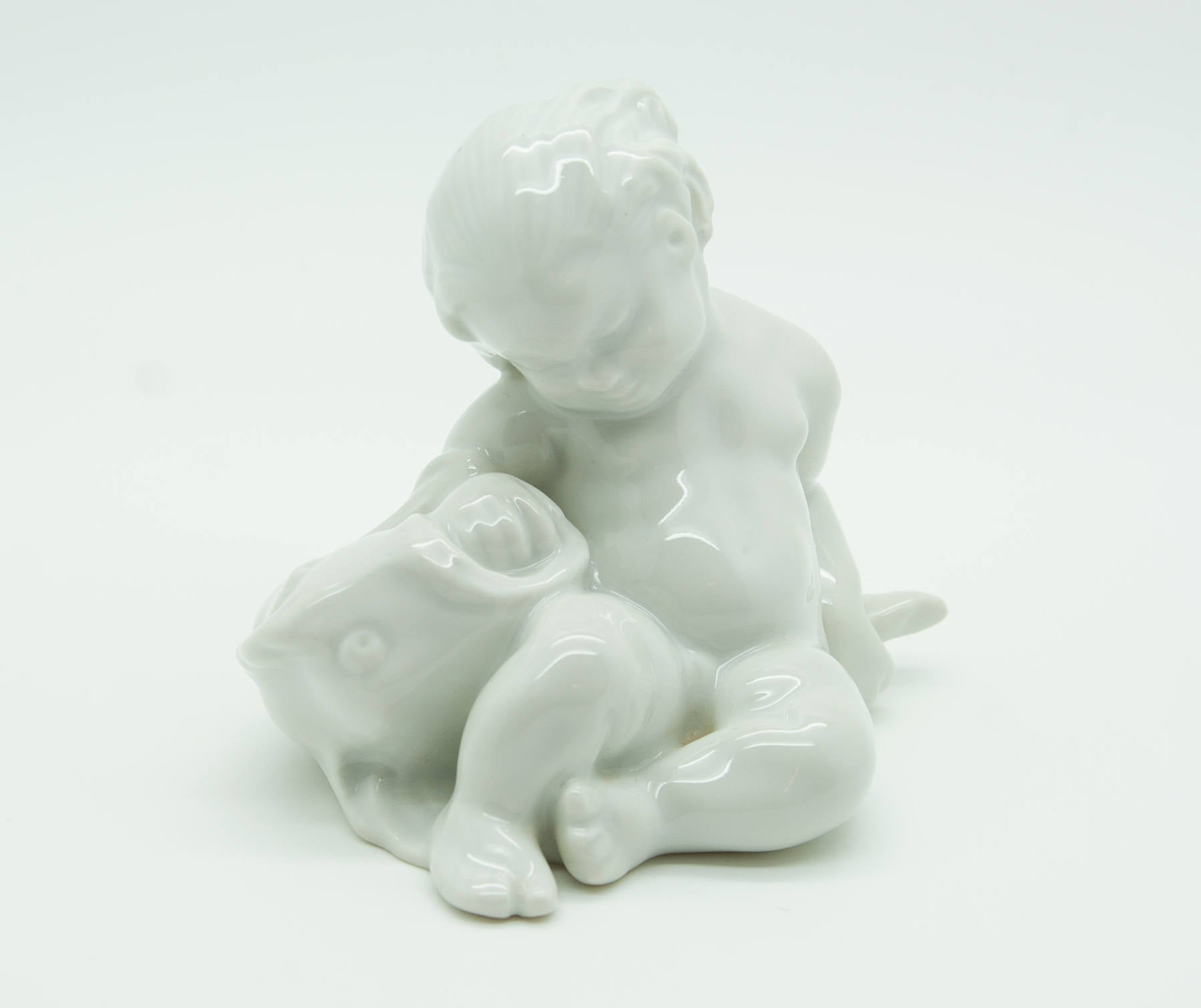 KAI NIELSEN Bing & Grøndahl Sea Child with Fish Porcelain Figurine Mollaris.com 