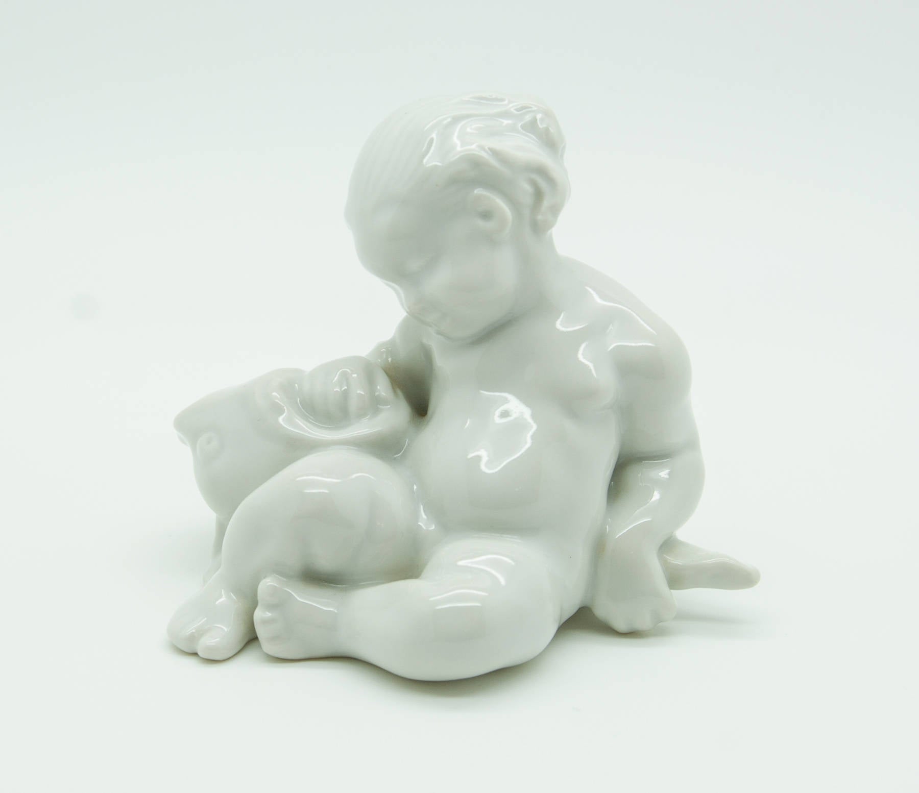 KAI NIELSEN Bing & Grøndahl Sea Child with Fish Porcelain Figurine Mollaris.com 