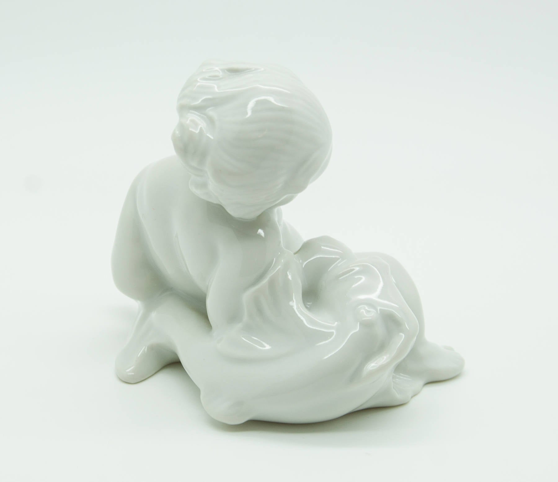 KAI NIELSEN Bing & Grøndahl Sea Child with Fish Porcelain Figurine Mollaris.com 
