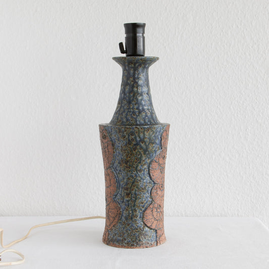 LENE REGIUS Nautilus Patterned Dark Blue Glazed Black Speckled Stoneware Table Lamp Mollaris.com 