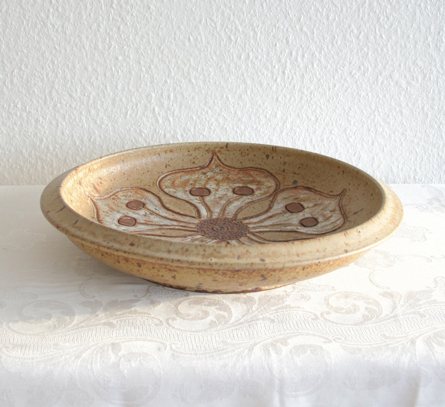 METTE LØKKE STIIL Studio Large Organic Flower Patterned Stoneware Fruit Bowl Mollaris.com 