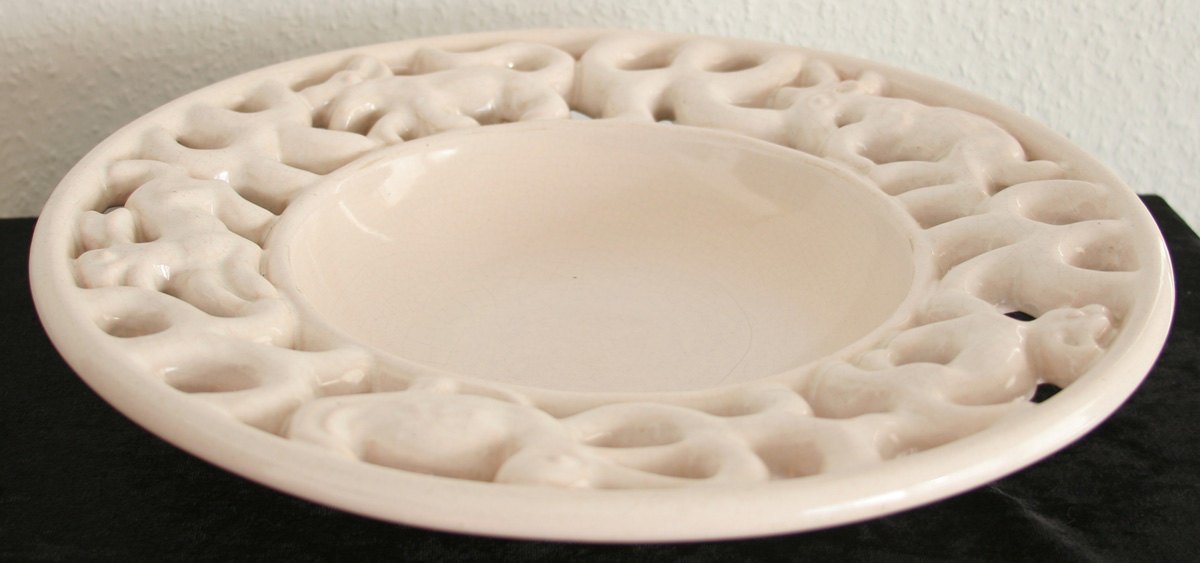 MICHAEL ANDERSEN Large White Glazed Openwork Stoneware Bowl Dish Mollaris.com 