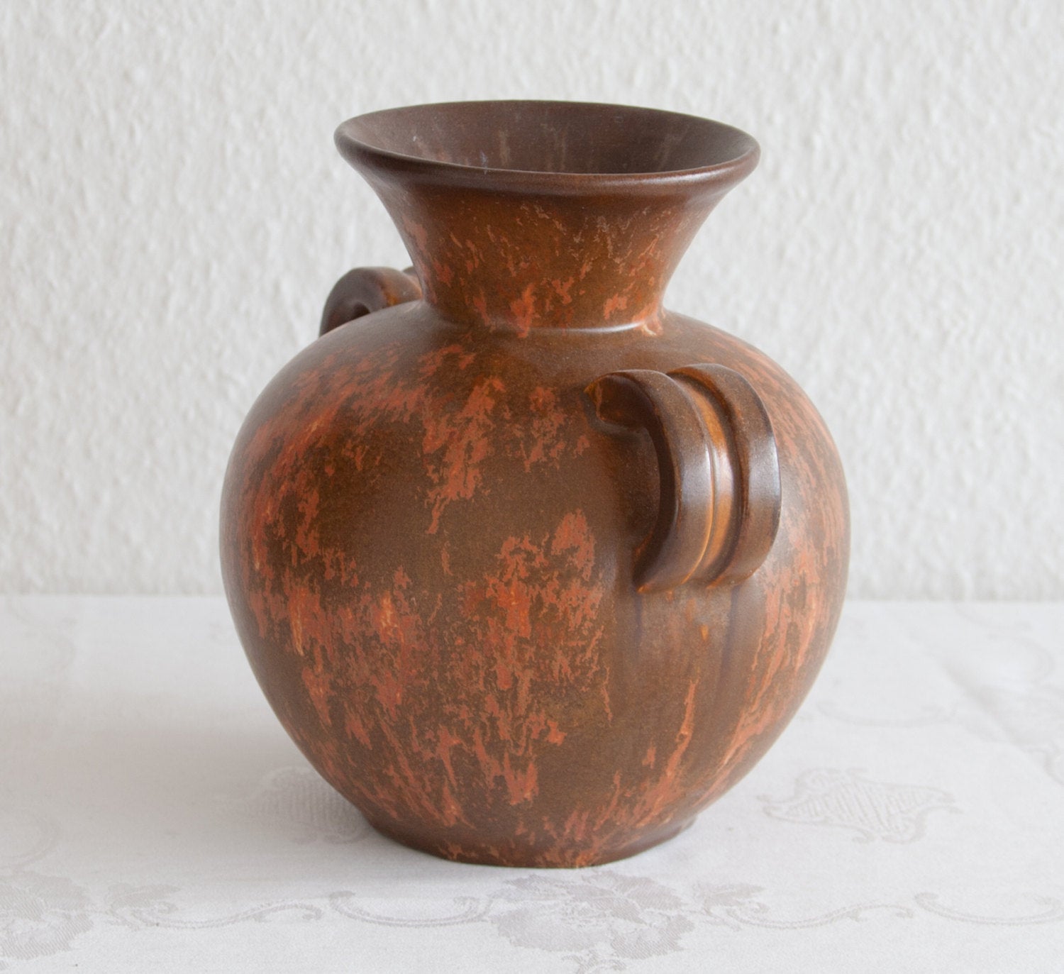 MICHAEL ANDERSEN Rust Brown Red Glazed Stoneware Vase Mollaris.com 