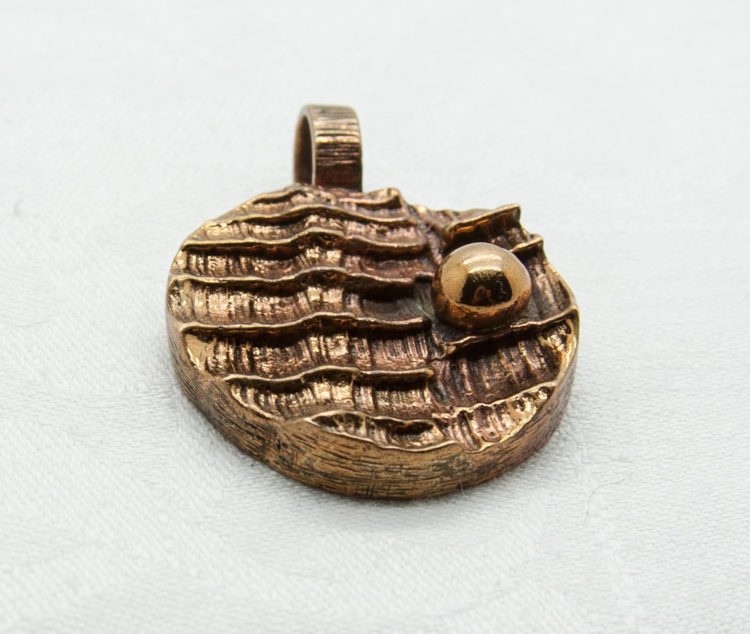 Modernist PENTTI SARPANEVA Brutalist Finnish Bronze Pendant Mollaris.com 