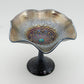 NORTHWOOD Carnival Glass Dark Amethyst Purple HEARTS and FLOWERS Compote Mollaris.com 
