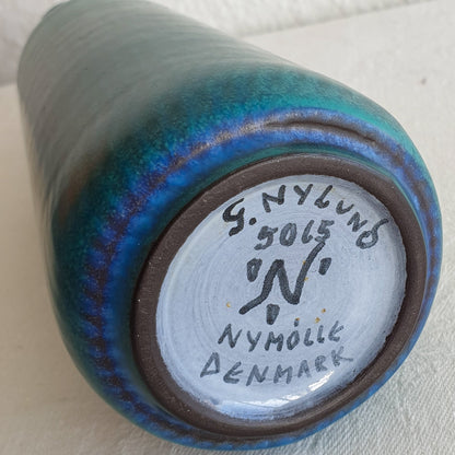 Nymølle GUNNAR NYLUND Turquoise Glazed Stoneware Vase Mollaris.com 