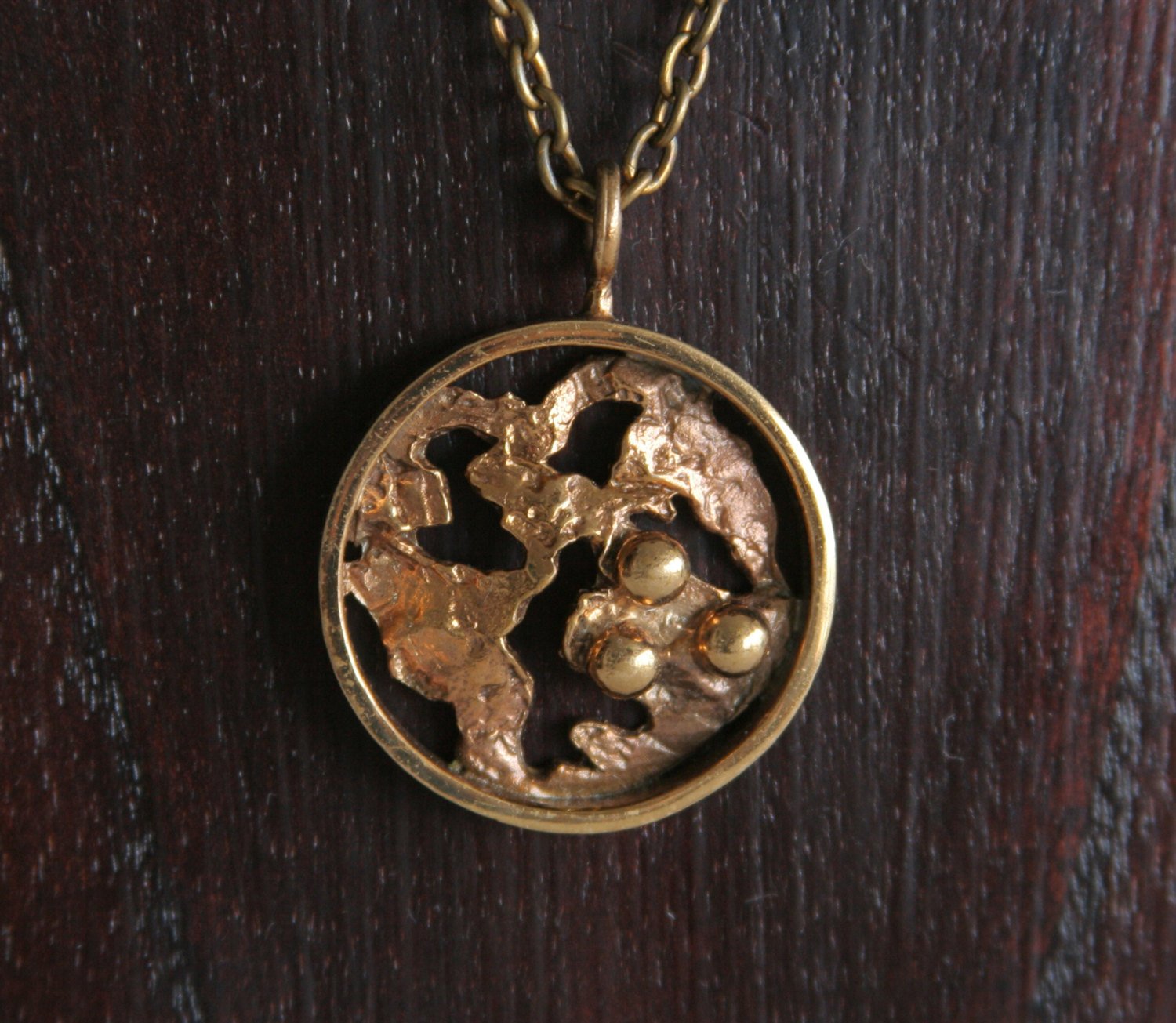 PENTTI SARPANEVA Modernist Brutalist Bronze Necklace Pendant Mollaris.com 