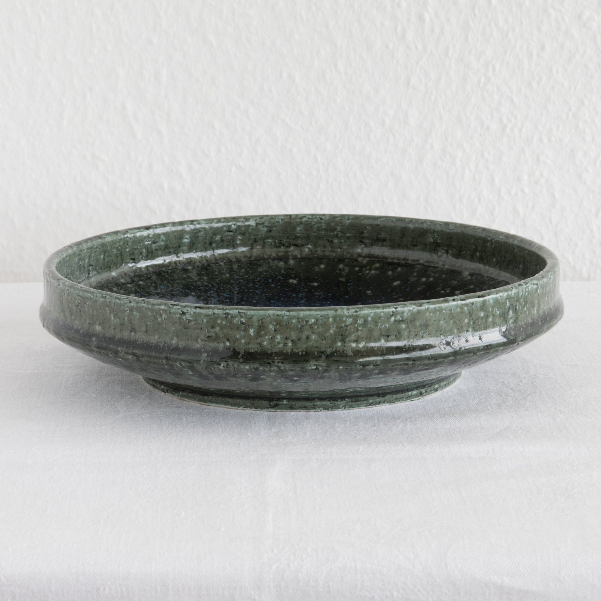 PER LINNEMANN SCHMIDT Palshus Large Green Blue Speckled Glazed Stoneware Tray Mollaris.com 