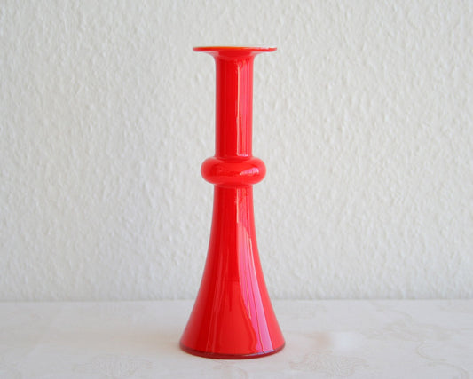 PER LÜTKEN Kastrup Holmegaard CARNABY Red Cased Hoped Glass Vase Mollaris.com 